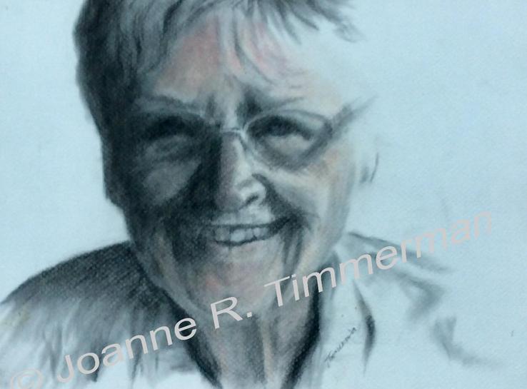 Log cabin graphite drawing by Joanne R. Timmerman